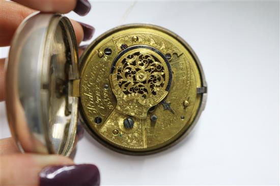 A Victorian silver pair cased keywind verge pocket watch by Richard Eade, Steyning.